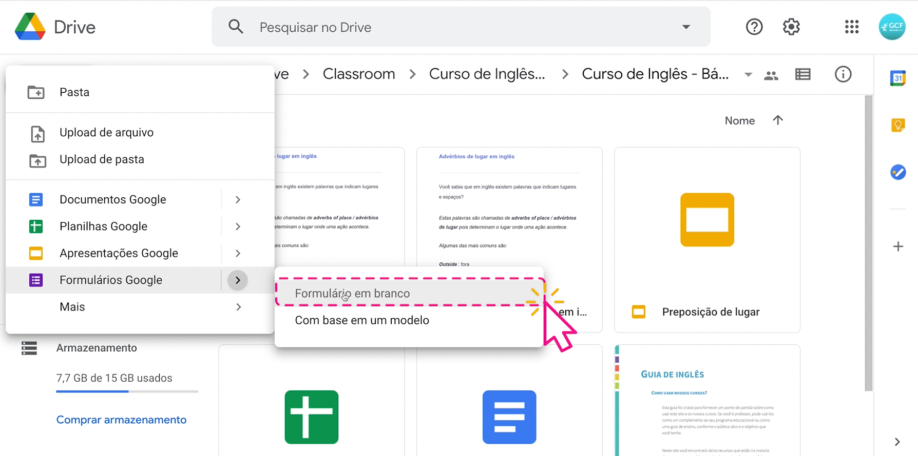 Como utilizar o Google Drive integrado a Google Sala de Aula 18a